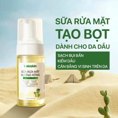 Sữa rửa mặt tạo bọt Balaskin 100ml - Làm sạch kiềm dầu, giữ ẩm, cân bằng vi sinh, xương rồng VN - 139k