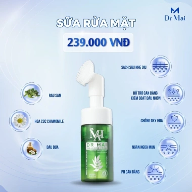 Sữa rửa mặt tạo bọt Dr Mai - Sạch sâu, dịu nhẹ cho da dầu, nhạy cảm, mụn - 150.000₫ 6 Sữa rửa mặt tạo bọt Dr Mai - Sạch sâu, dịu nhẹ cho da dầu, nhạy cảm, mụn - 150.000₫ 6
