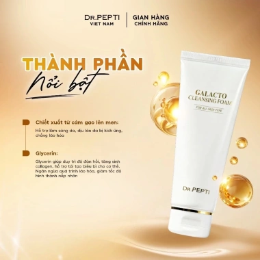 Sữa Rửa Mặt Tạo Bọt Dr.Pepti Galacto Cleansing Foam 110ml – Da Sáng Mịn, Làm Sạch Sâu, Giá 199k