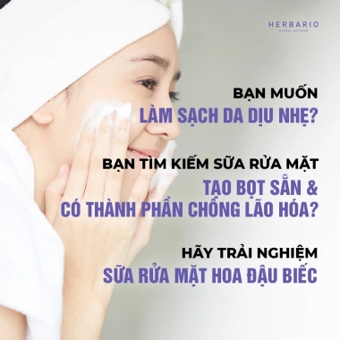 Sữa rửa mặt tạo bọt Herbario hoa đậu biếc thuần chay 100ml - cấp ẩm, chống lão hóa, 159.900 VNĐ 2 Sữa rửa mặt tạo bọt Herbario hoa đậu biếc thuần chay 100ml - cấp ẩm, chống lão hóa, 159.900 VNĐ 2