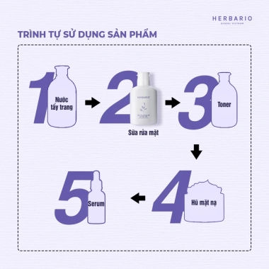 Sữa rửa mặt tạo bọt Herbario hoa đậu biếc thuần chay 100ml - cấp ẩm, chống lão hóa, 159.900 VNĐ