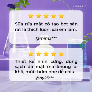 Sữa rửa mặt tạo bọt Herbario hoa đậu biếc thuần chay 100ml - cấp ẩm, chống lão hóa, 159.900 VNĐ