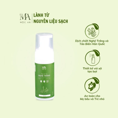 Sữa Rửa Mặt Tạo Bọt Mộc An 150g – Nghệ Trắng & Tảo Biển, Sáng Da, Giảm Mụn
