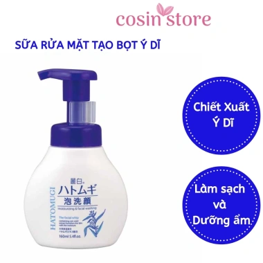 Sữa rửa mặt tạo bọt Reihaku Hatomugi The Facial Whip 160ml chai vòi Nhật Bản - Giảm 20% chỉ 125k tại Cosin Store