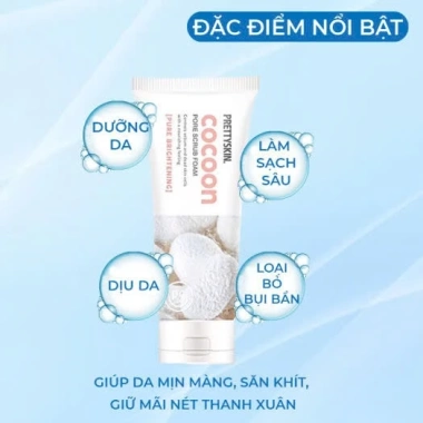 Sữa rửa mặt tẩy da chết Pretty Skin Cocoon Pore Scrub Foam 150ml – Giá ưu đãi 170.000đ