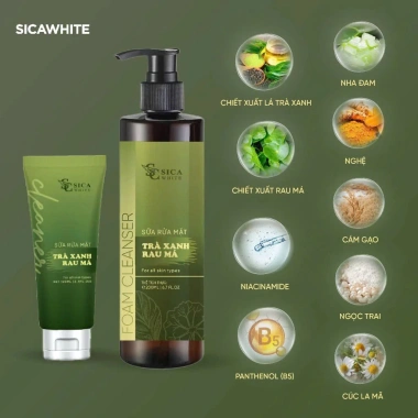 Sữa Rửa Mặt Trà Xanh Rau Má Sica White – Làm Sạch Bụi, Giảm Dầu, Ngừa Mụn, 89.000₫