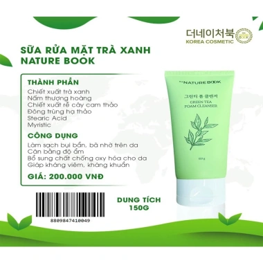 Sữa rửa mặt trà xanh The Nature Book 150g - Dành cho da mụn, da dầu, chính hãng, giá 214.320 2