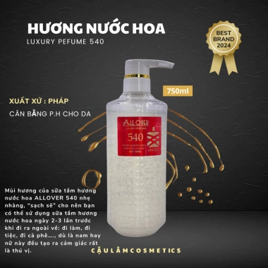 Sữa Tắm Cao Cấp Allover Hương Nước Hoa Pháp 750ml - Dưỡng Ẩm, Cân Bằng pH, Giá 260k (Giảm từ 327.6k) 5 Sữa Tắm Cao Cấp Allover Hương Nước Hoa Pháp 750ml - Dưỡng Ẩm, Cân Bằng pH, Giá 260k (Giảm từ 327.6k) 5