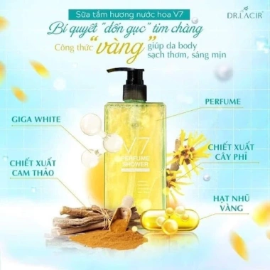 Sữa tắm dưỡng trắng V7 DR.LACIR 350ml - Hương nước hoa sang trọng, da mịn mượt, giảm giá 420.000 VND