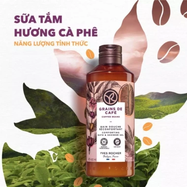 Sữa tắm gel cà phê Yves Rocher 400ml - Dưỡng ẩm, mùi thơm, giảm giá 275.000 VND