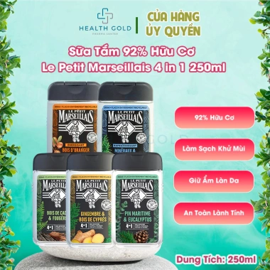 Sữa tắm gội nam hữu cơ 92% Le Petit Marseillais 4 trong 1 250ml Hương nam tính, giảm còn 155k