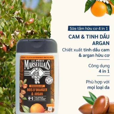 Sữa tắm gội nam hữu cơ 92% Le Petit Marseillais 4 trong 1 250ml Hương nam tính, giảm còn 155k 2