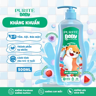 Sữa Tắm Gội Rửa Mặt 3in1 Purité Baby Kháng Khuẩn Vui Nhộn 500ml và Set 2 60ml Lăn 20ml - Giá ưu đãi 223.000đ 3 Sữa Tắm Gội Rửa Mặt 3in1 Purité Baby Kháng Khuẩn Vui Nhộn 500ml và Set 2 60ml Lăn 20ml - Giá ưu đãi 223.000đ 3