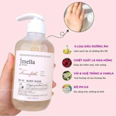Sữa tắm Jmella In France Body Wash dưỡng ẩm, thơm lâu, dịu nhẹ cho da nhạy cảm – 107.000₫ 4 Sữa tắm Jmella In France Body Wash dưỡng ẩm, thơm lâu, dịu nhẹ cho da nhạy cảm – 107.000₫ 4