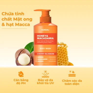 Sữa tắm KUNDAR trắng da honey macadamia, nha đam mật ong, lưu hương lâu, giá 230k 3