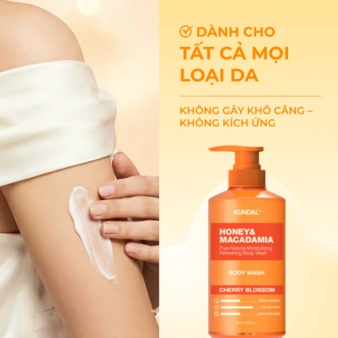 Sữa tắm KUNDAR trắng da honey macadamia, nha đam mật ong, lưu hương lâu, giá 230k 5