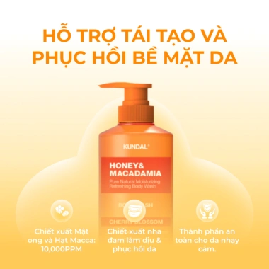 Sữa tắm KUNDAR trắng da honey macadamia, nha đam mật ong, lưu hương lâu, giá 230k 6