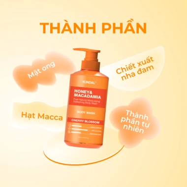 Sữa tắm KUNDAR trắng da honey macadamia, nha đam mật ong, lưu hương lâu, giá 230k 7