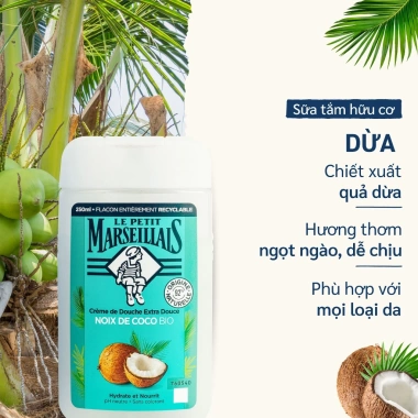 Sữa tắm Le Petit Marseillais 92% hữu cơ 250ml Dưỡng ẩm da mềm mịn Giá 159.000₫