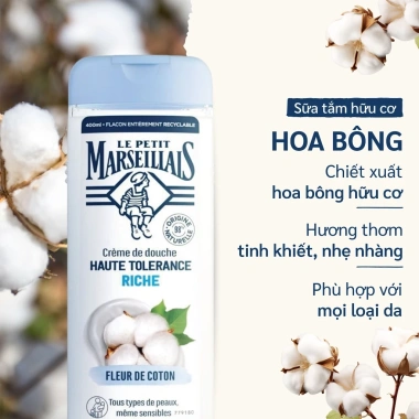 Sữa tắm Le Petit Marseillais 98% hữu cơ 400ml Dưỡng ẩm tự nhiên, giá chỉ 289.000đ