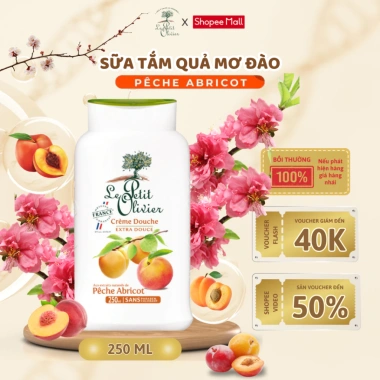 Sữa tắm Le Petit Olivier 250ml chính hãng mơ đào - Dưỡng ẩm, sáng da, ngừa mụn từ Pháp, giá 250k 3 Sữa tắm Le Petit Olivier 250ml chính hãng mơ đào - Dưỡng ẩm, sáng da, ngừa mụn từ Pháp, giá 250k 3