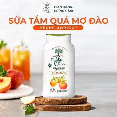 Sữa tắm Le Petit Olivier 250ml chính hãng mơ đào - Dưỡng ẩm, sáng da, ngừa mụn từ Pháp, giá 250k