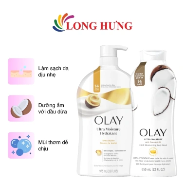 Sữa tắm Olay Ultra Moisture 650ml-975ml - Dưỡng ẩm sâu, Da mềm mịn, Giá chỉ 239.000 VND