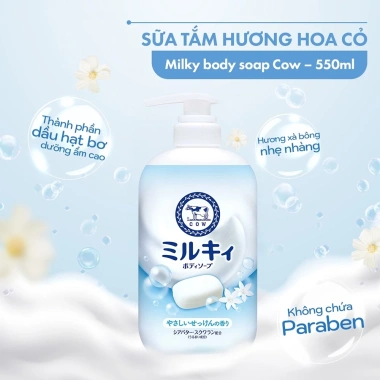 Sữa tắm tạo bọt Cow Milky Body Soap 500ml - Dưỡng ẩm, thơm nhẹ, giảm giá 22%