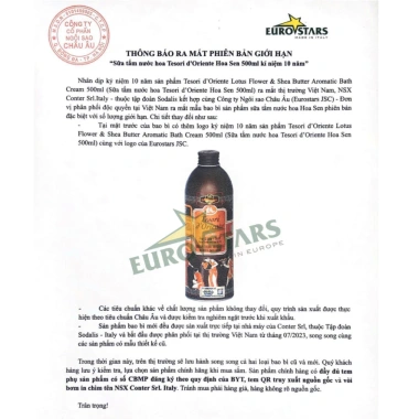 Sữa tắm Tesori d'Oriente nước hoa Ý 500ml – Hương thơm lưu trữ cả ngày kèm vòi, 275.000₫ 5