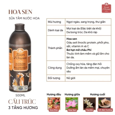 Sữa tắm Tesori d'Oriente nước hoa Ý 500ml – Hương thơm lưu trữ cả ngày kèm vòi, 275.000₫ 9