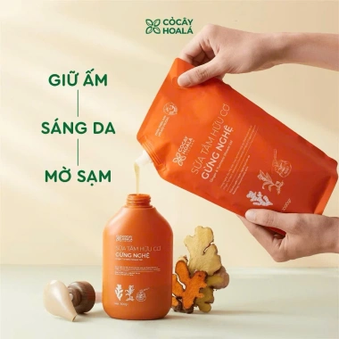 Sữa tắm thảo dược hữu cơ Gừng Nghệ 1.000g – Làm sạch sâu, ngừa mụn, giá chỉ 400k