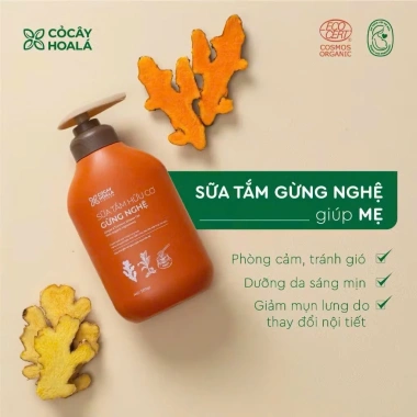 Sữa tắm thảo dược hữu cơ Gừng Nghệ 1.000g – Làm sạch sâu, ngừa mụn, giá chỉ 400k