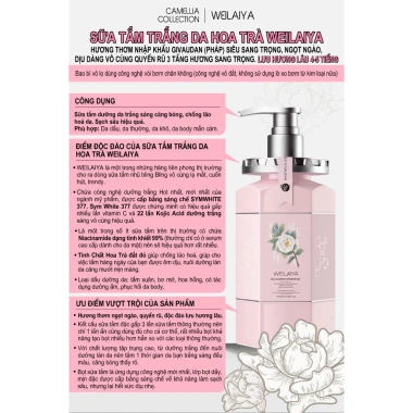 Sữa tắm trắng da Niacinamide Weilaiya 450ml, làm sạch da, thơm lâu, phù hợp mọi loại da, giá chỉ 405.000đ