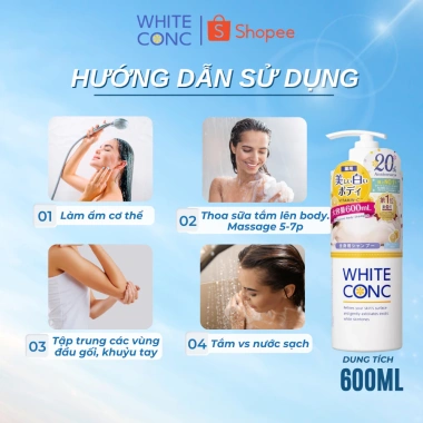 Sữa tắm trắng da toàn thân White Conc Nhật Bản 360ml-600ml - Dưỡng ẩm, làm sáng da, giảm giá 206.000₫ 5