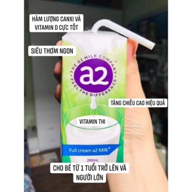 Sữa Tươi A2 Nguyên Kem 200ml - Tiệt Trùng, Bổ Dưỡng Xương Khỏe, Lốc 6 Hộp - Bibomart 2
