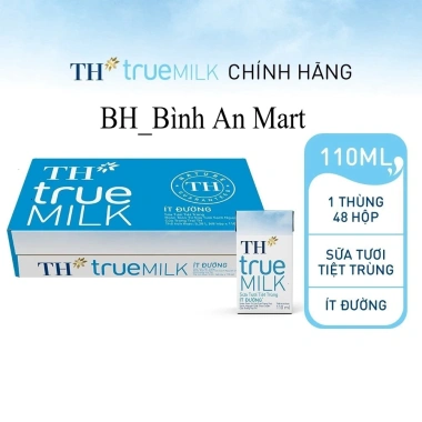 Sữa tươi tiệt trùng TH True MILK 48 hộp 0% đường - Có đường, Bách Hóa Bình An Mart, giảm giá 391.950₫