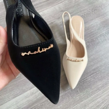Sục Nữ Mũi Nhọn Chất Tuyết Nhung Đính Chữ Giày Búp Bê Quai Hậu Hở Mũi Sandal Bệt Giá 185k 6