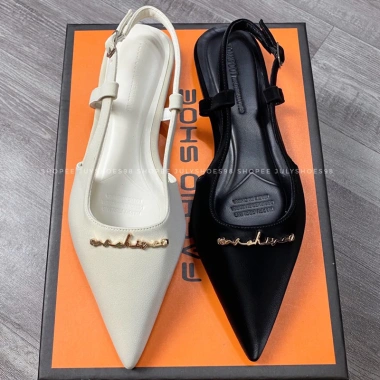 Sục Nữ Mũi Nhọn Chất Tuyết Nhung Đính Chữ Giày Búp Bê Quai Hậu Hở Mũi Sandal Bệt Giá 185k 9