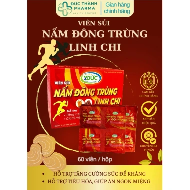 Sủi Nấm Đông Trùng Lâm Chi 60v/hộp - Bổ sức đề kháng, giảm giá chỉ 109,555 VND