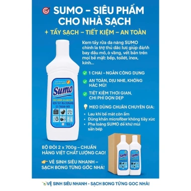 SUMO Kem Tẩy Đa Năng 350-700g - Siêu Mạnh, Không Độc Hại, Tẩy Ố Vàng An Toàn Cho Gia Đình Giá 35.000đ