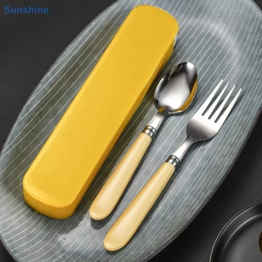 Sun 2 Cái Bộ Muỗng Di Động Thép Không Gỉ, Hộp Ăn Uống Trẻ Em, Đồ Du Lịch VN