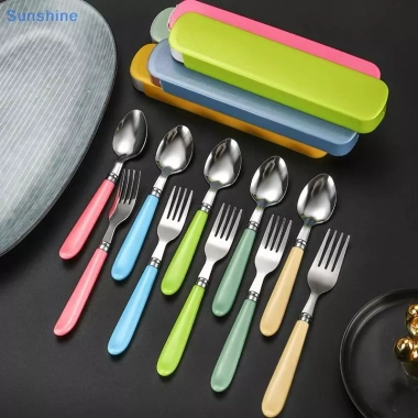 Sun 2 Cái Bộ Muỗng Di Động Thép Không Gỉ, Hộp Ăn Uống Trẻ Em, Đồ Du Lịch VN