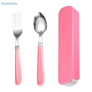 Sun 2 Cái Bộ Muỗng Di Động Thép Không Gỉ, Hộp Ăn Uống Trẻ Em, Đồ Du Lịch VN