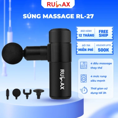 Súng Massage Cầm Tay Mini Rulax RL‑27 – Đấm Lưng, Trị Liệu Toàn Thân 4 Đầu, Bảo Hành Chính Hãng, 985.000₫