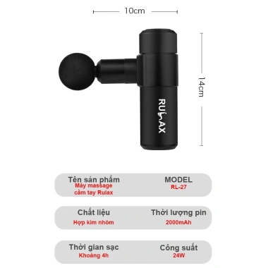 Súng Massage Cầm Tay Mini Rulax RL‑27 – Đấm Lưng, Trị Liệu Toàn Thân 4 Đầu, Bảo Hành Chính Hãng, 985.000₫