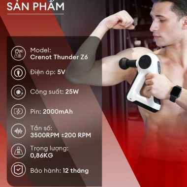 Súng massage Crenot Thunder Z6 mini - Đấm lưng cổ vai gáy, toàn thân, giảm 20%