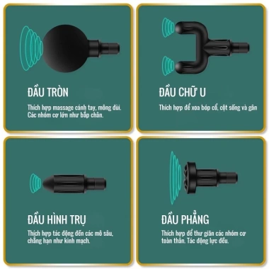 Súng Massage Mini Cầm Tay Máy Mát Xa 4 Đầu Thay Thế 32 Cấp Độ Giá 139.000
