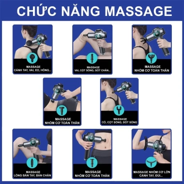 Súng Máy Massage Cầm Tay DELA SMS06 - 99 Cấp Độ, 8 Đầu Đa Năng, Giá 445.000 VND 2