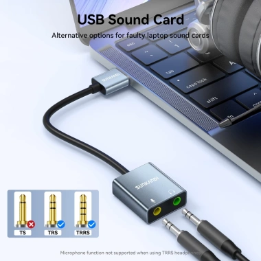SUNKANDI Hub 3.5mm USB & Type-C Bộ chia tai nghe 7.1 Mono - Card âm thanh trung thực cho PC, Laptop - Giá 89.100₫