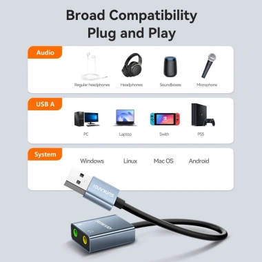 SUNKANDI Hub 3.5mm USB & Type-C Bộ chia tai nghe 7.1 Mono - Card âm thanh trung thực cho PC, Laptop - Giá 89.100₫